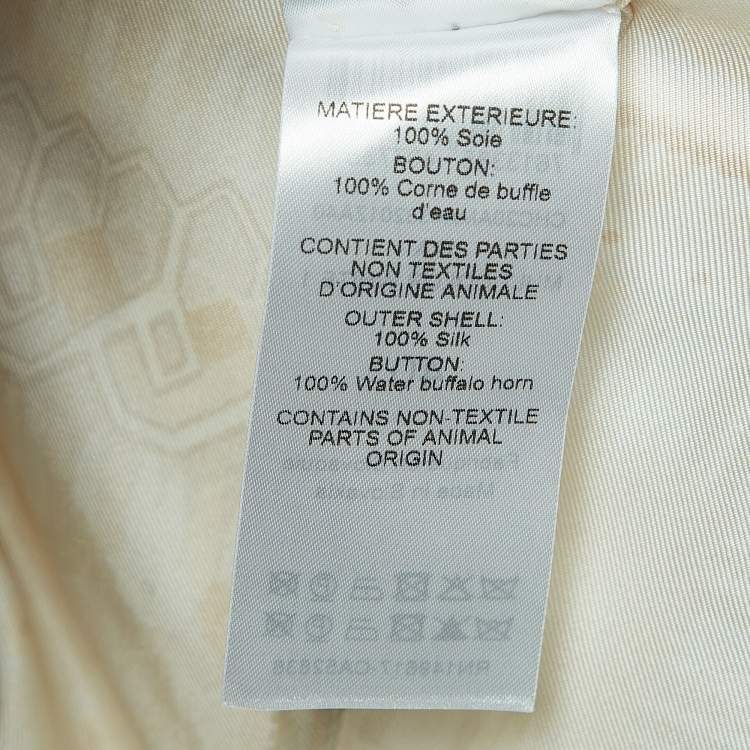 Pre Owned Chloe White Print Silk Open Front Belted Long Coat M