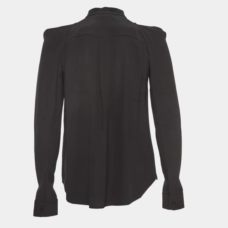 Pre Owned Chloe Black Crepe Silk Round Neck Shirt XS