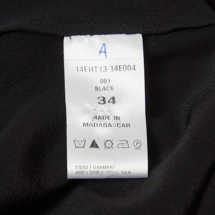 Pre Owned Chloe Black Crepe Silk Round Neck Shirt XS