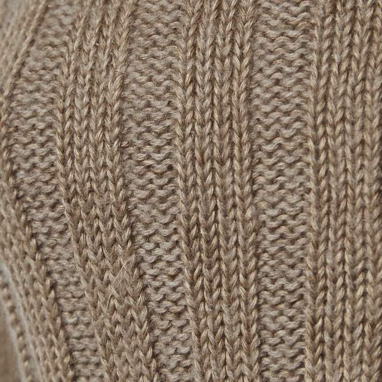 Pre Owned Chloe Dark Beige Wool and Linen Lace Tie up Detail Sweater M