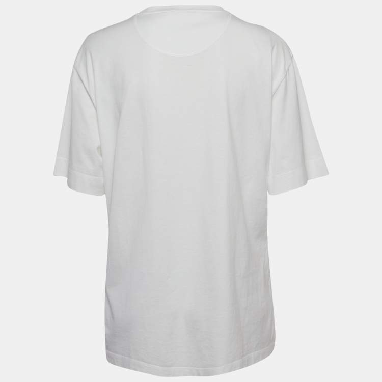 Pre Owned Chloe White Mouth Print Cotton Crew Neck T-Shirt L