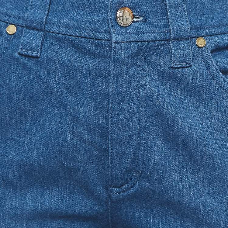 Pre Owned Chloe Blue Denim High Rise Wide Leg Jeans M Waist 27"