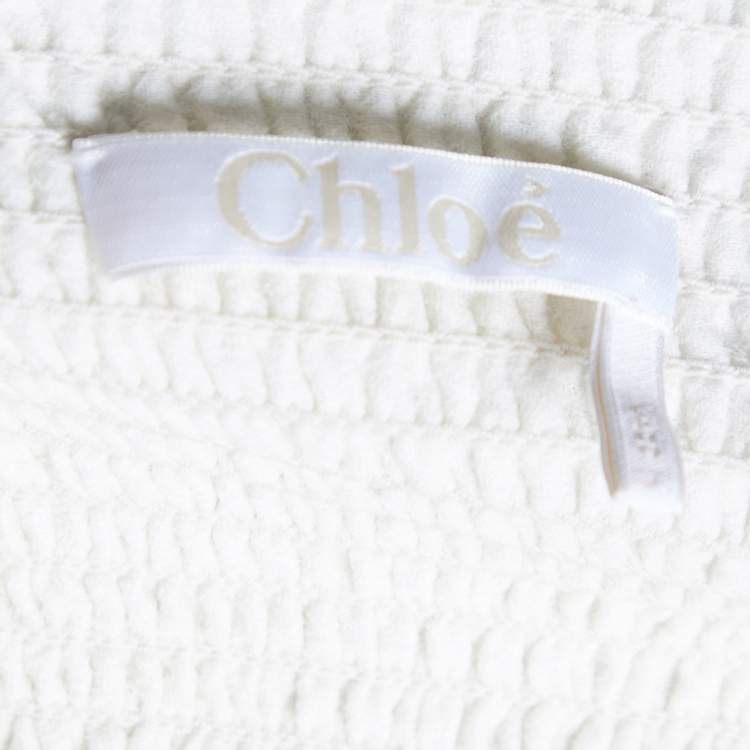 Pre Owned Chloé Cream Wool Off-Shoulder Long Dress S