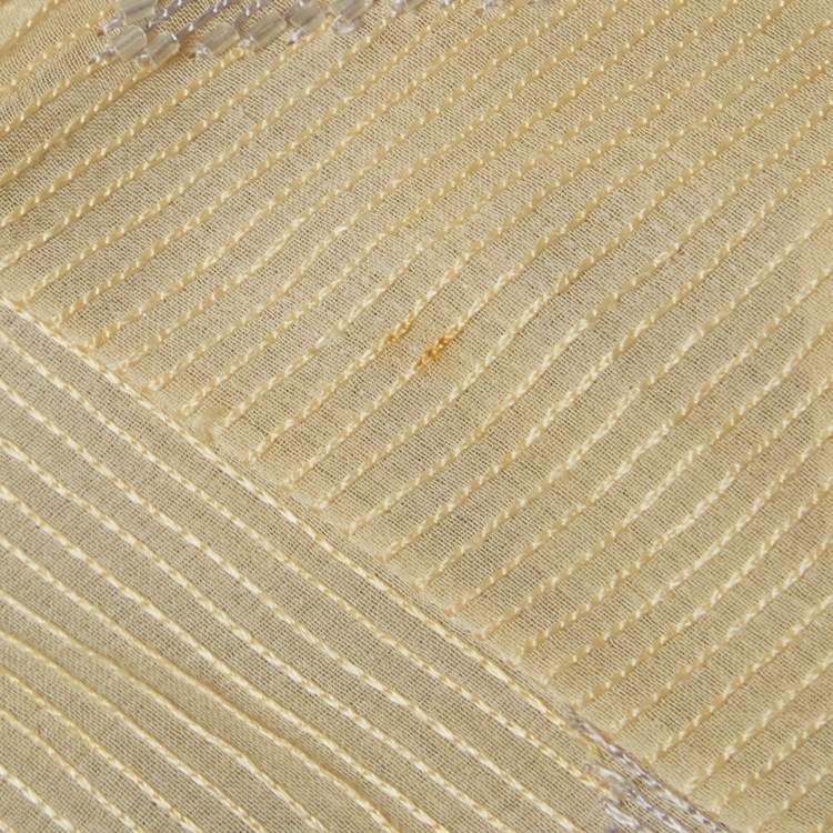 Pre Owned Chloe Cream Beads Embroidered Silk Open Back Mini Dress M