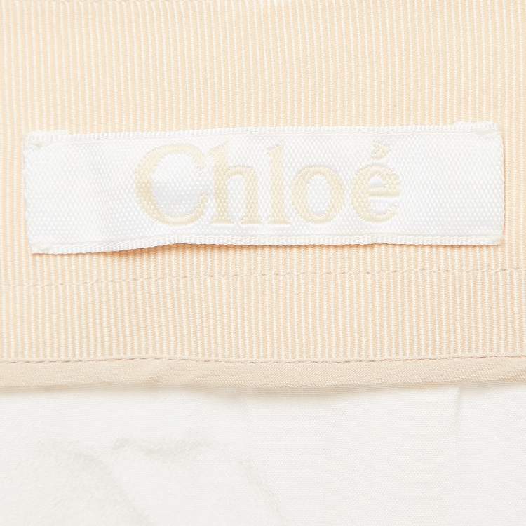 Pre Owned Chloe White Lace Trim Silk Gathered Mini Skirt S