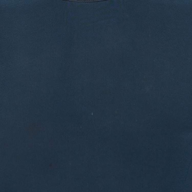 Pre Owned Chloé Dark Blue Silk and Wool Crew Neck T-Shirt XS