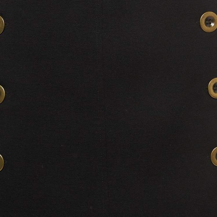 Pre Owned Chloe Black Wool Knit Button Detail Mini Skirt S