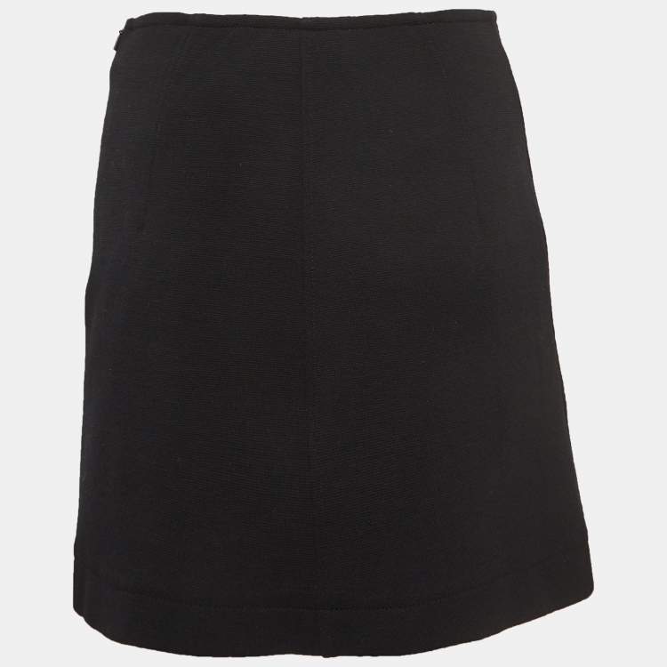 Pre Owned Chloe Black Wool Knit Button Detail Mini Skirt S