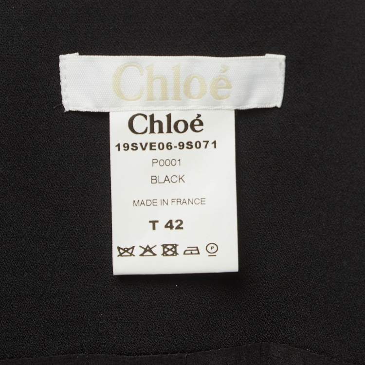Pre Owned Chloe Black Crepe Flared Sleeve Blouse L