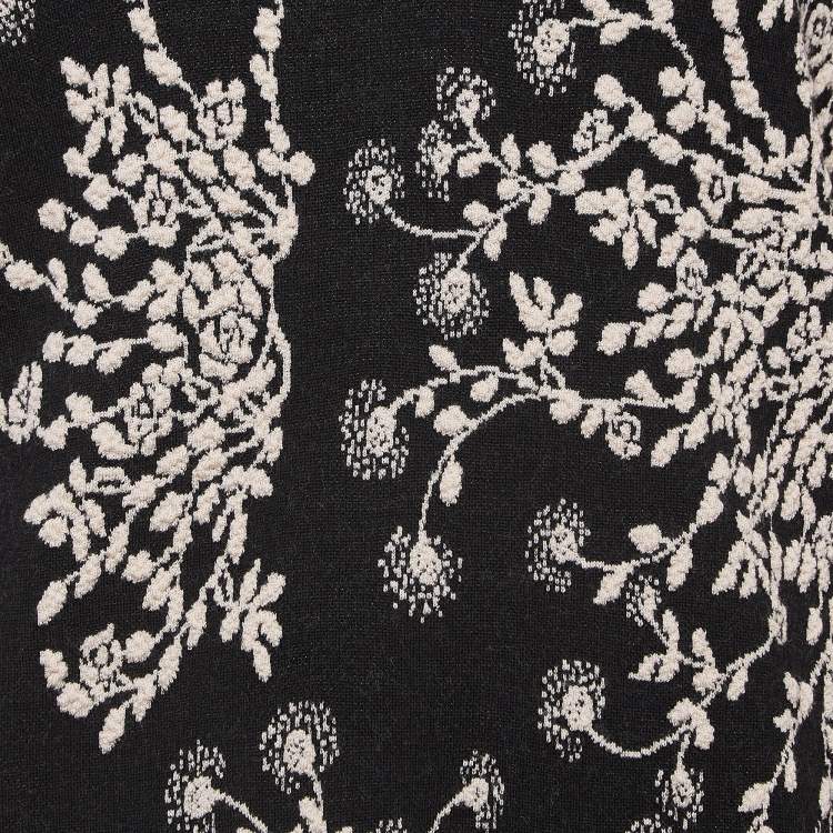 مملوكة مسبقًا Chloe Black Floral Intarsia Knit V-Neck Mini Dress M