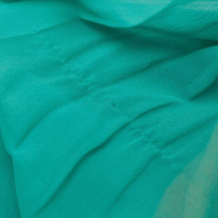 Pre Owned Chloe Cyan Blue Silk Pleated Midi Skirt M
