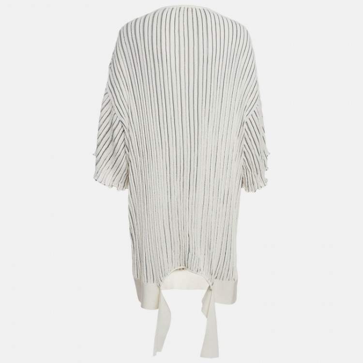 Pre Owned Chloe Off-White Patterned Knit Flared Sleeves Mini Dress L