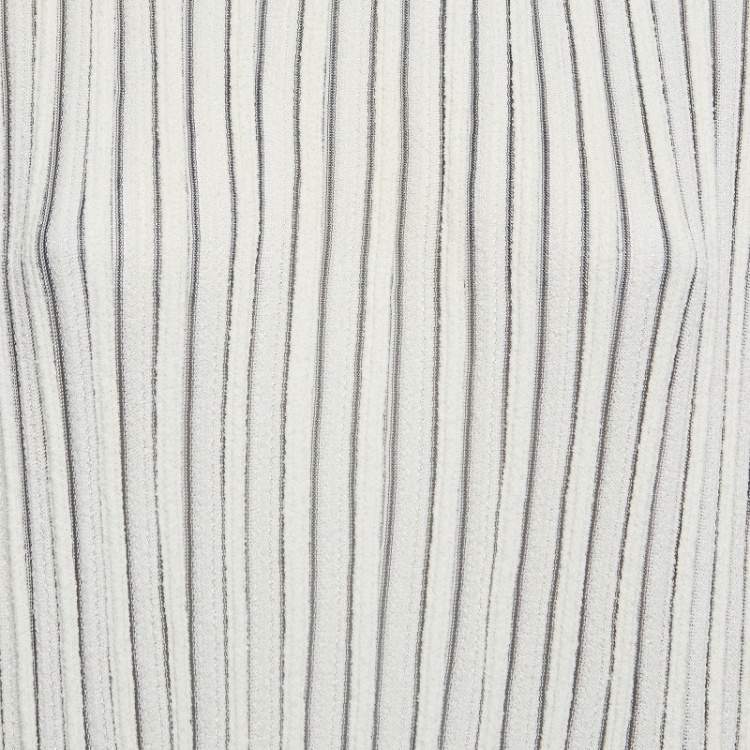 Pre Owned Chloe Off-White Patterned Knit Flared Sleeves Mini Dress L