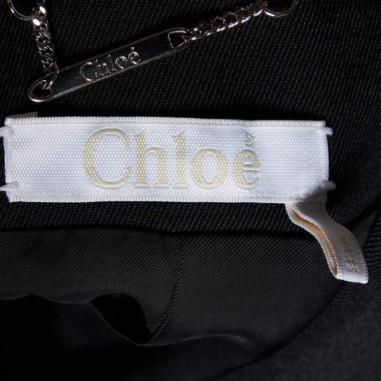 Pre Owned Chloe Black Wool Blend Belted Pant Suit L