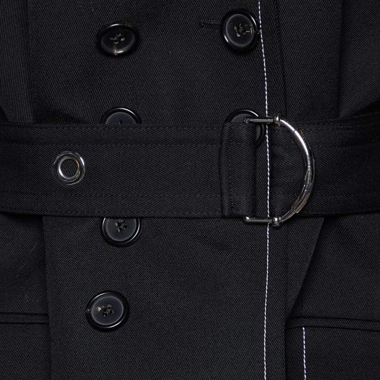 Pre Owned Chloe Black Wool Blend Belted Pant Suit L