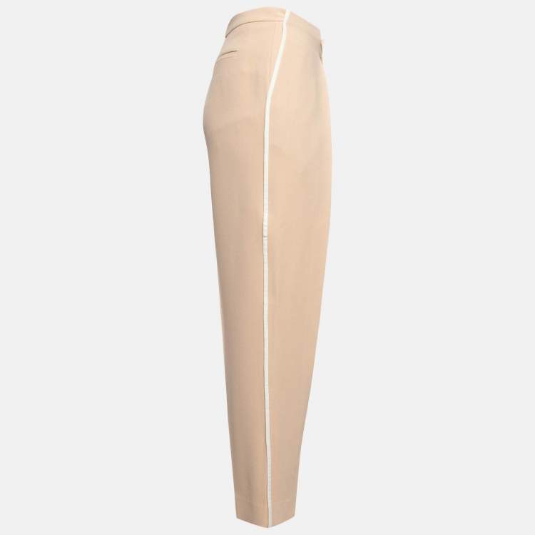 Pre Owned Chloe Light Beige Crepe Trousers M