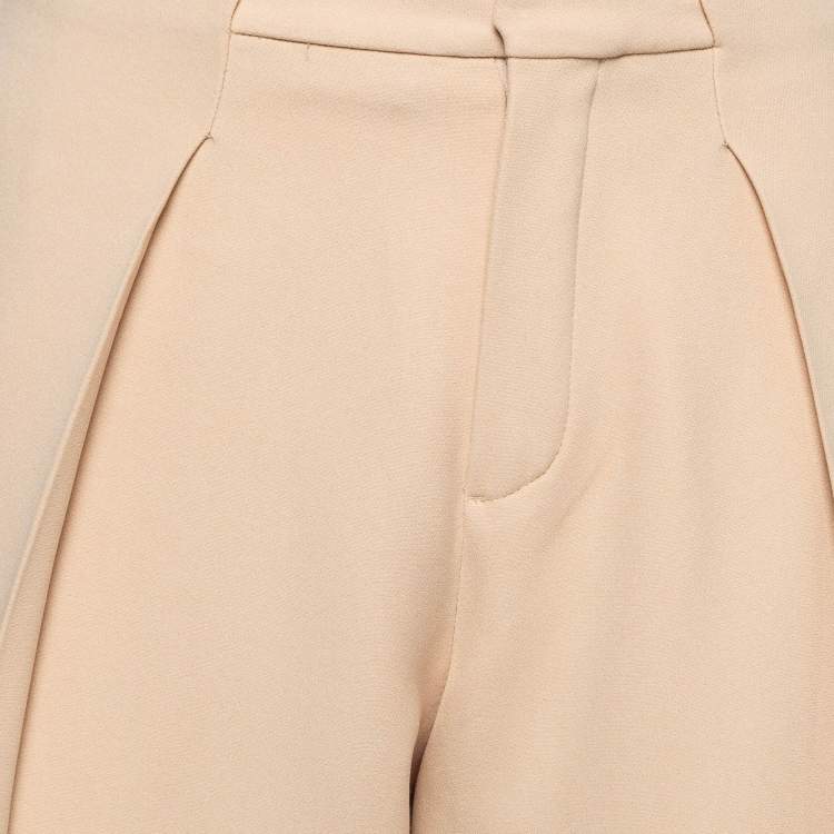 Pre Owned Chloe Light Beige Crepe Trousers M