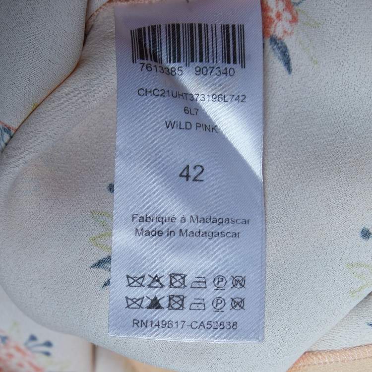 Pre Owned Chloe Wild Pink Printed Crepe Puff Sleeves Top L