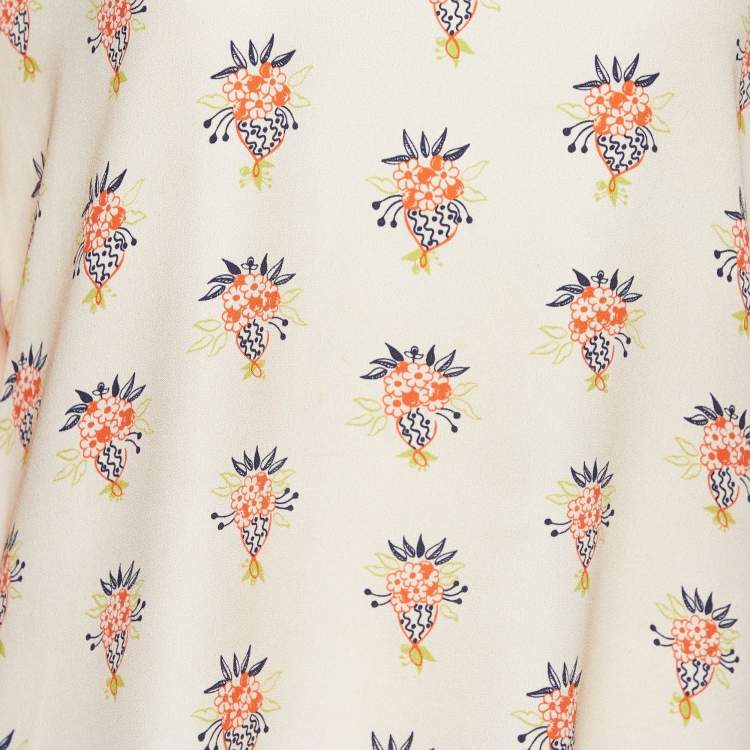 Pre Owned Chloe Wild Pink Printed Crepe Puff Sleeves Top L