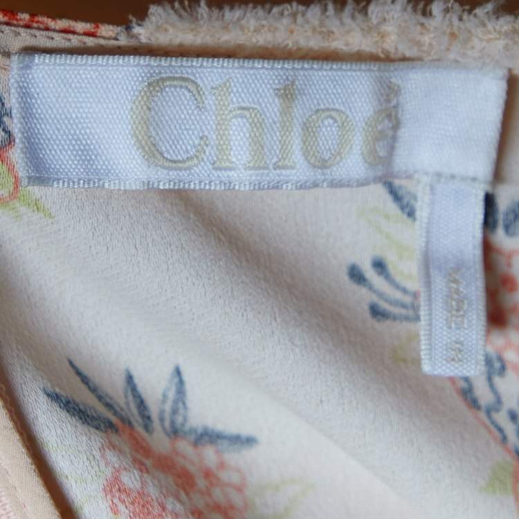 Pre Owned Chloe Wild Pink Printed Crepe Puff Sleeves Top L