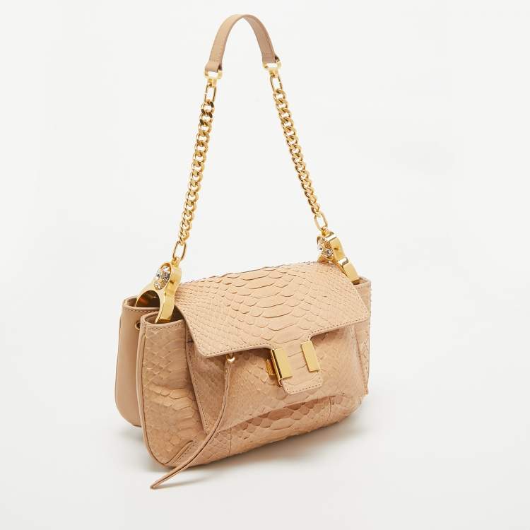 Pre Owned Chloe Beige Python and Leather Amelia Shoulder Bag