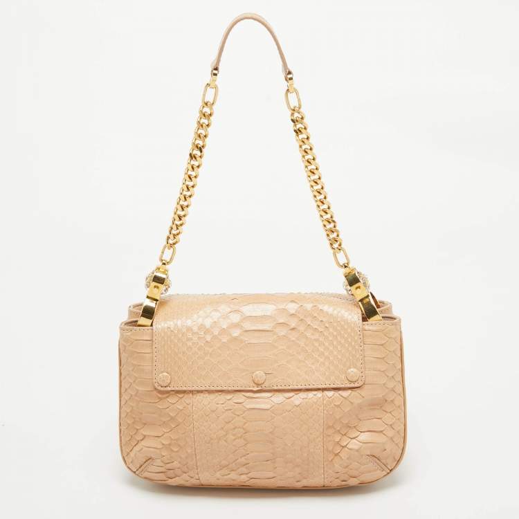 Pre Owned Chloe Beige Python and Leather Amelia Shoulder Bag