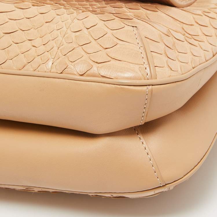Pre Owned Chloe Beige Python and Leather Amelia Shoulder Bag