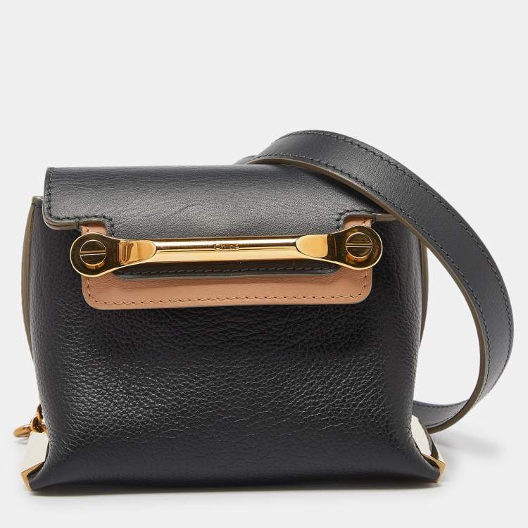 Pre Owned Chloe Tri Color Leather Mini Clare Crossbody Bag