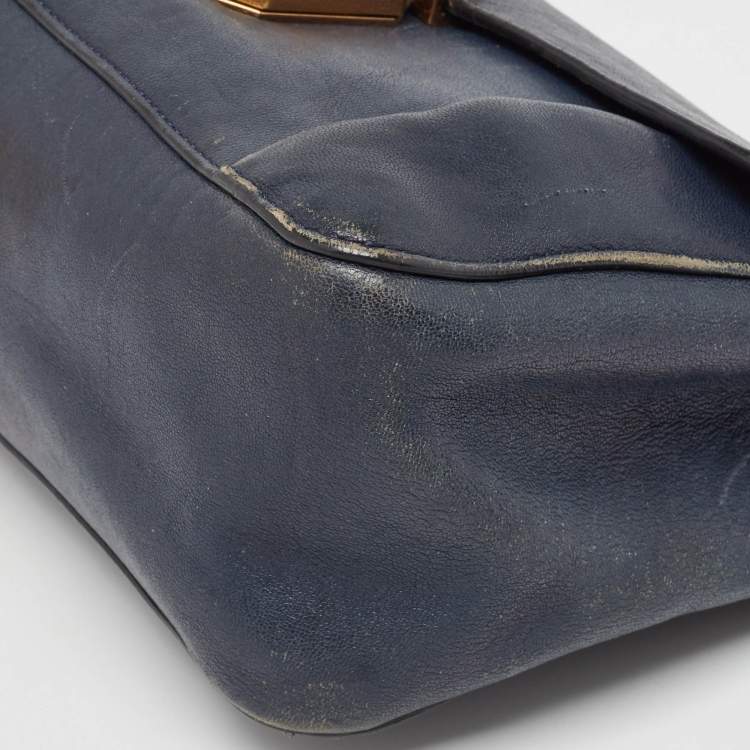 Pre Owned Chloe Navy Blue Leather Medium Elsie Shoulder Bag