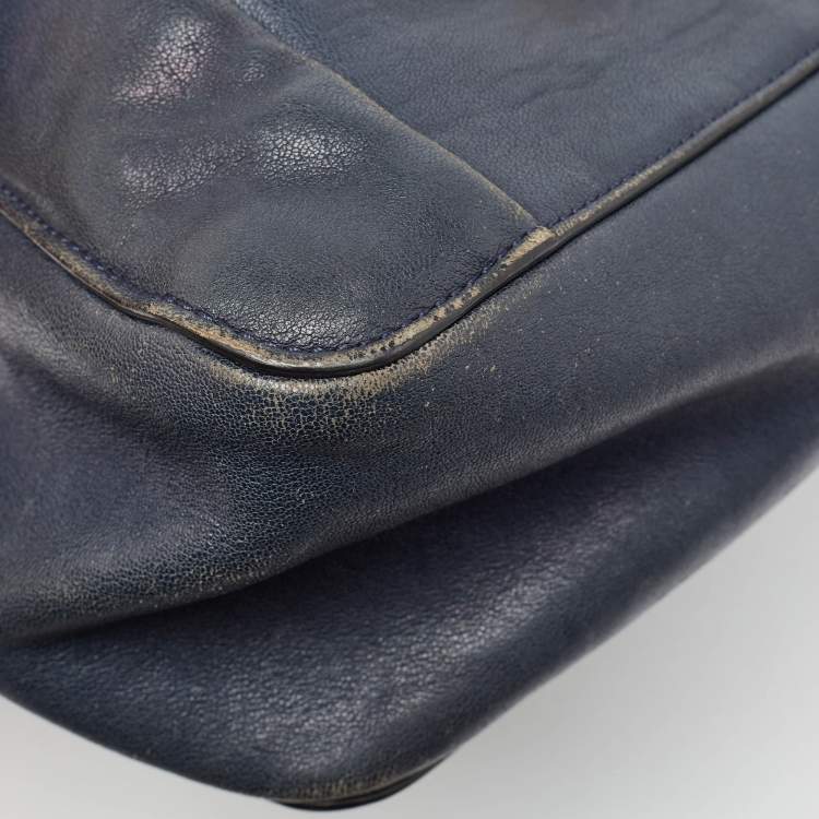 Pre Owned Chloe Navy Blue Leather Medium Elsie Shoulder Bag