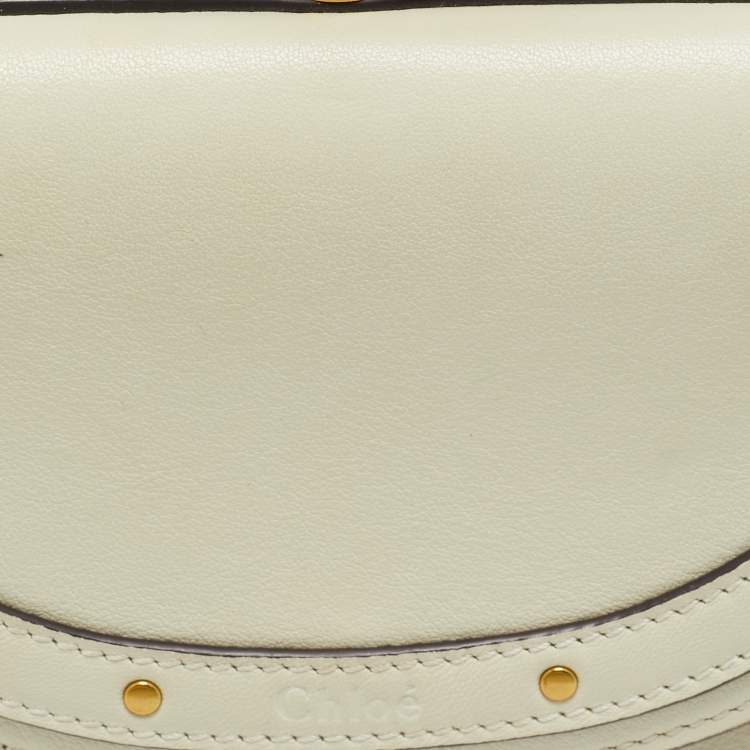 Pre Owned Chloe Off White Leather Nile Minaudiere Crossbody Bag
