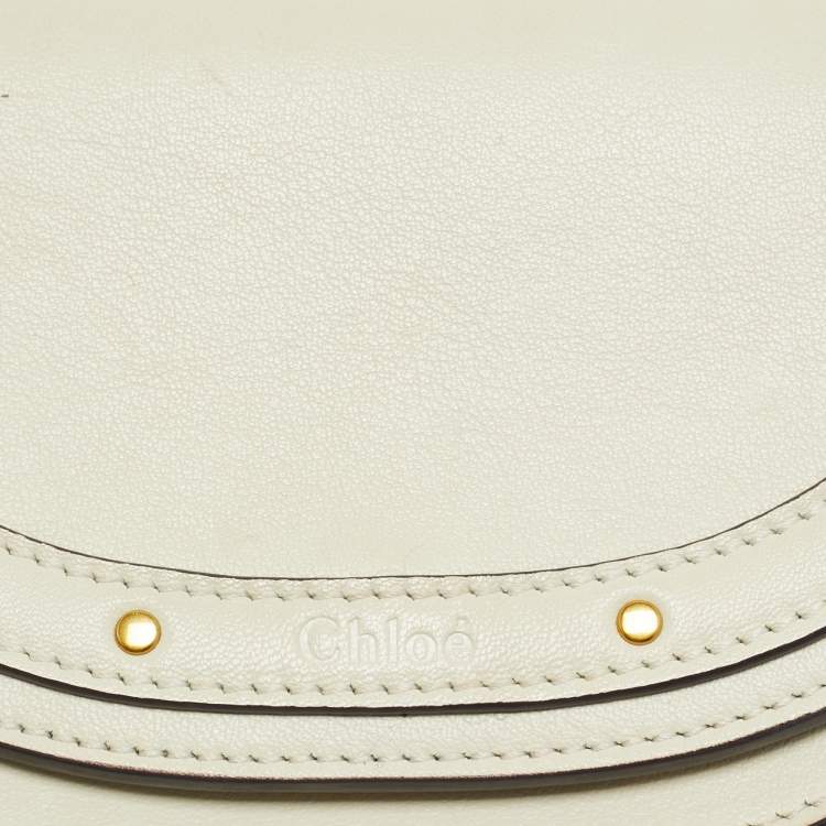 Pre Owned Chloe Off White Leather Nile Minaudiere Crossbody Bag