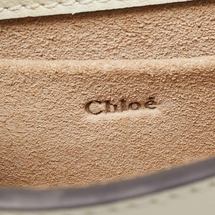 Pre Owned Chloe Off White Leather Nile Minaudiere Crossbody Bag