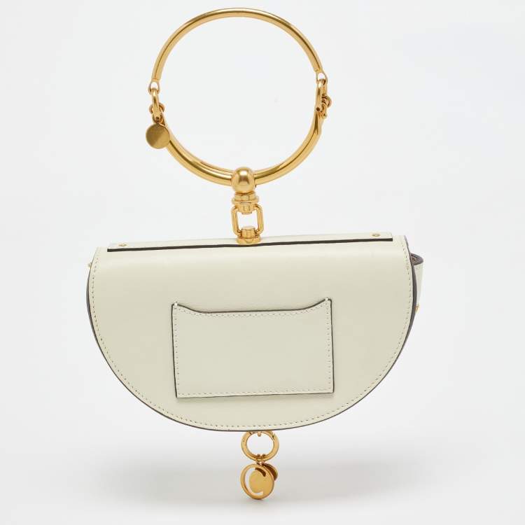 Pre Owned Chloe Off White Leather Nile Minaudiere Crossbody Bag