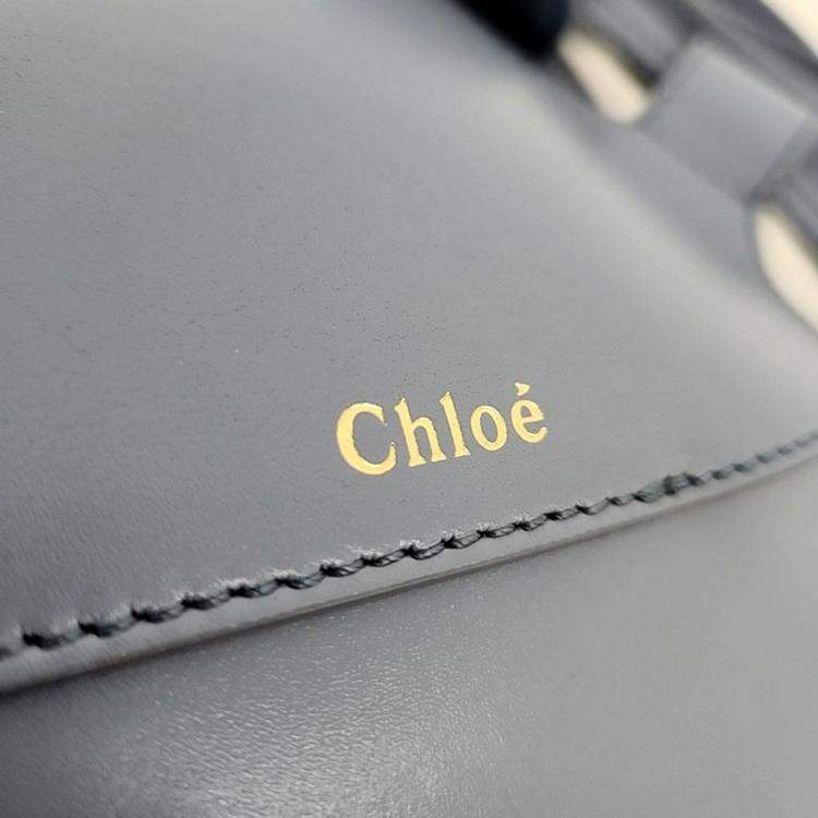 Pre Owned Chloe Blue Leather Mini Tulip Bucket Bag 