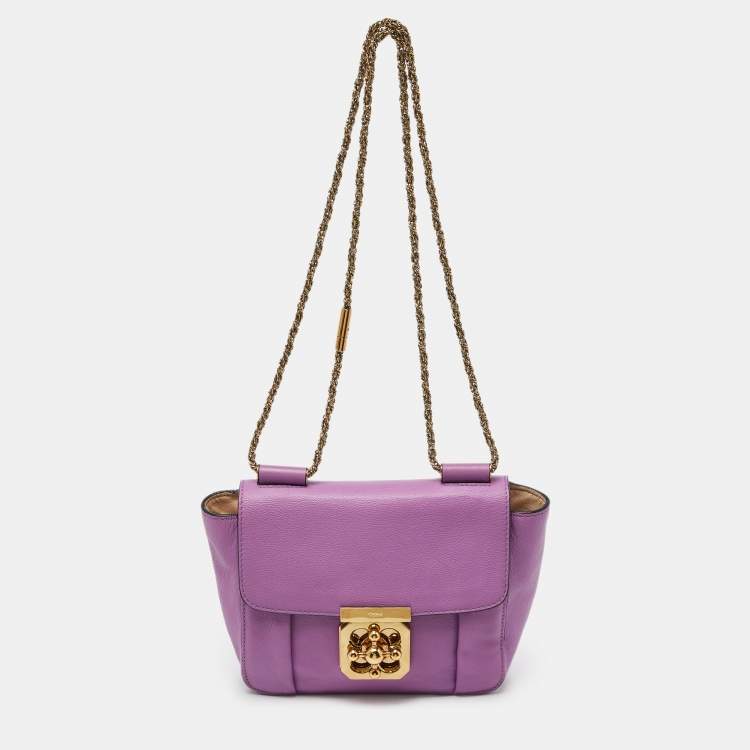 Pre Owned Chloe Purple Leather Small Elsie Shoulder Bag