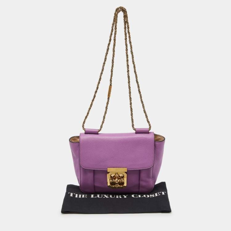 Pre Owned Chloe Purple Leather Small Elsie Shoulder Bag
