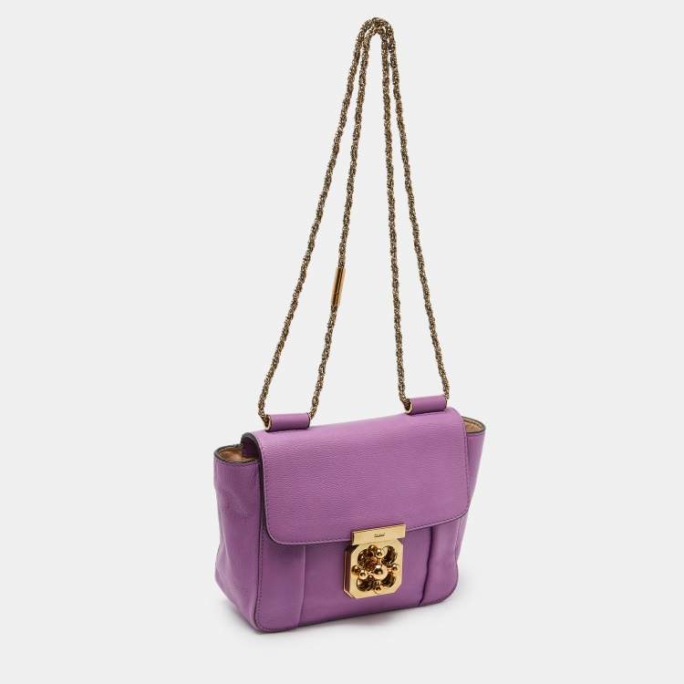Pre Owned Chloe Purple Leather Small Elsie Shoulder Bag