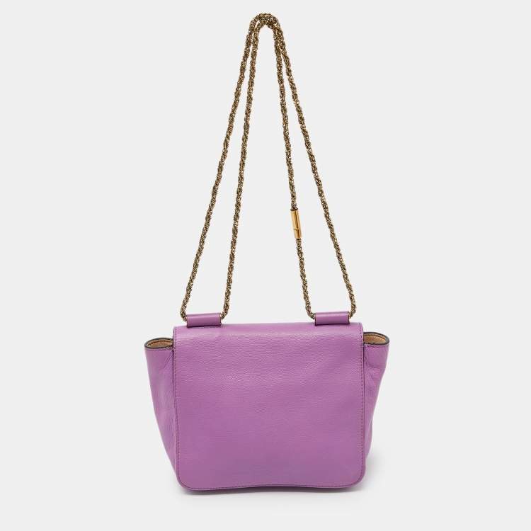 Pre Owned Chloe Purple Leather Small Elsie Shoulder Bag