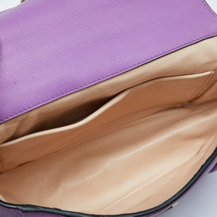 Pre Owned Chloe Purple Leather Small Elsie Shoulder Bag