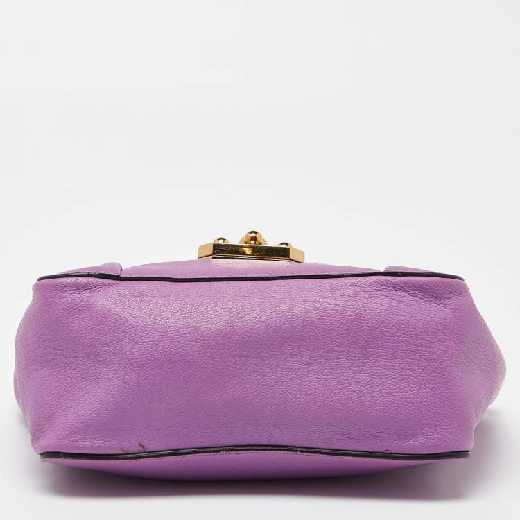 Pre Owned Chloe Purple Leather Small Elsie Shoulder Bag