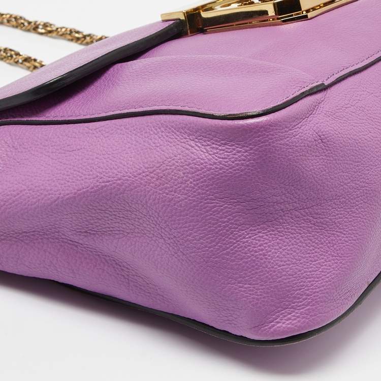 Pre Owned Chloe Purple Leather Small Elsie Shoulder Bag