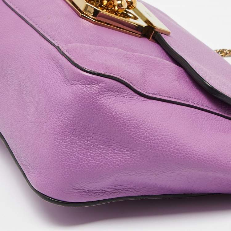 Pre Owned Chloe Purple Leather Small Elsie Shoulder Bag