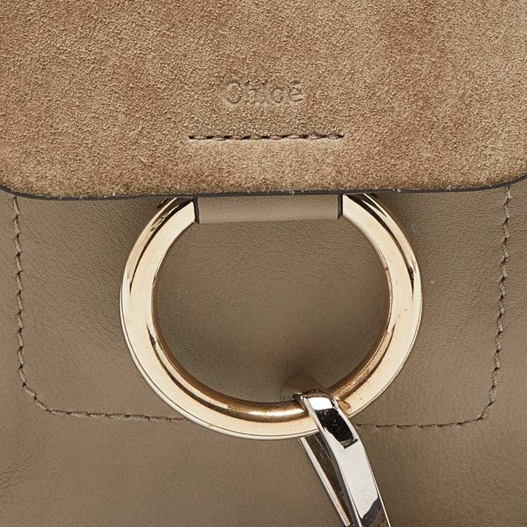 Pre Owned Chloe Beige Leather and Suede Mini Faye Daye Backpack