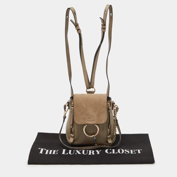 Pre Owned Chloe Beige Leather and Suede Mini Faye Daye Backpack