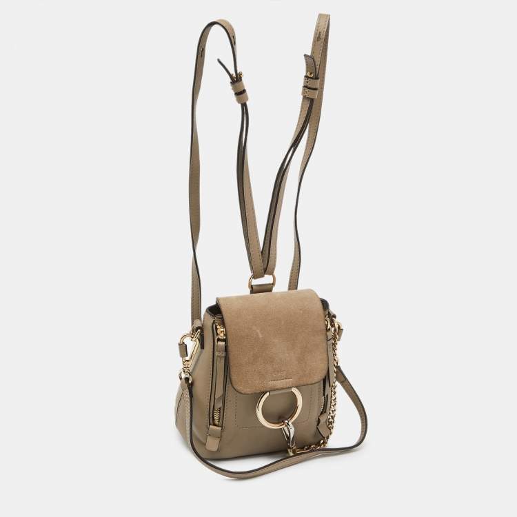 Pre Owned Chloe Beige Leather and Suede Mini Faye Daye Backpack