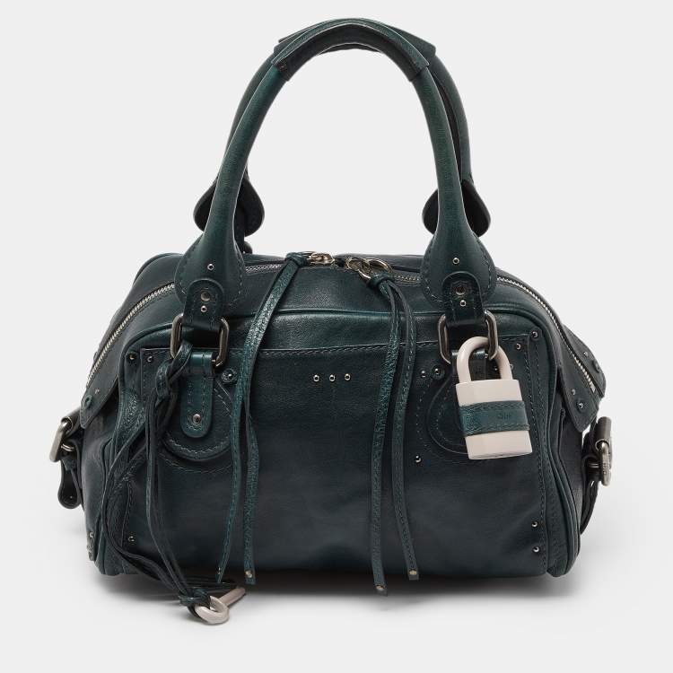 Pre Owned Chloe Green Leather Medium Paddington Satchel