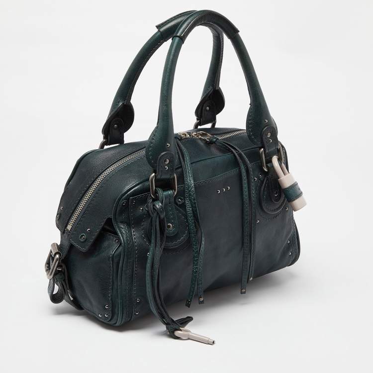 Pre Owned Chloe Green Leather Medium Paddington Satchel