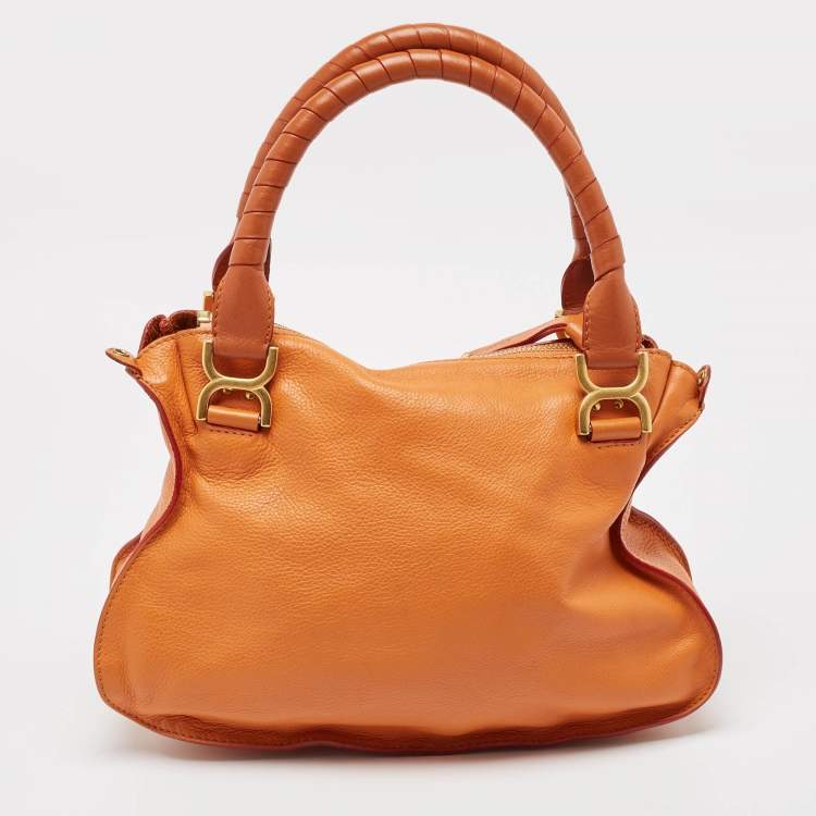 Pre Owned Chloe Orange Leather Medium Marcie Shoulder Bag