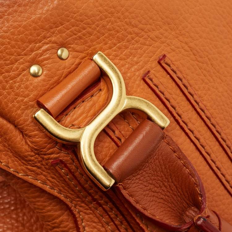 Pre Owned Chloe Orange Leather Medium Marcie Shoulder Bag